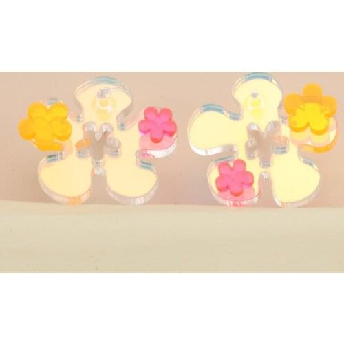 Stud Flower Earrings Wholesale New Colorful Shining Resin Cute Design Engagement Statement Jewelry Ear Ring For Women 2021