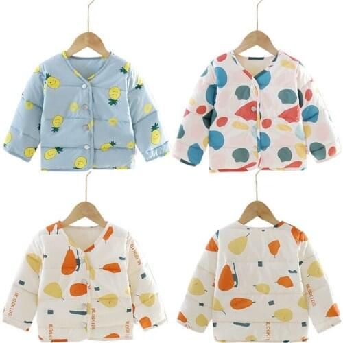 Autumn Winter New Baby Coats Thick Quilted Casual Printing Jackets Kids Cotton Warm Coat Children Clothes Boys Girls Outerwear
