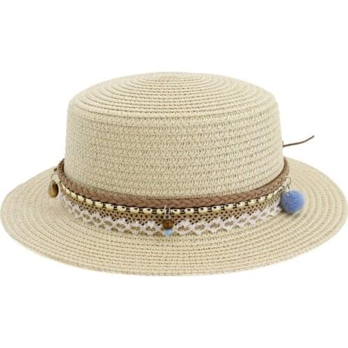 New Summer Casual Flat Top Straw Hats Fashion Hats For Women Men Beach Sun Shade Ladies Red Brown Wide Brim Panama Cap