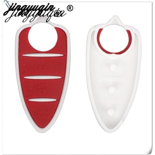 Jingyuqin Silicone Rubber Key Pad 3 Buttons For Alfa Romeo Mito Giulietta 159 GTA Replacement Red Flip Remote Auto Key Pads