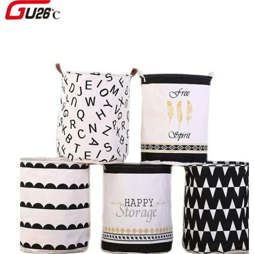 Foldable Laundry Storage Basket Clothes Waterproof Black White Dirty Clothes Sundries Storage Large Basket For Toy Washing Box