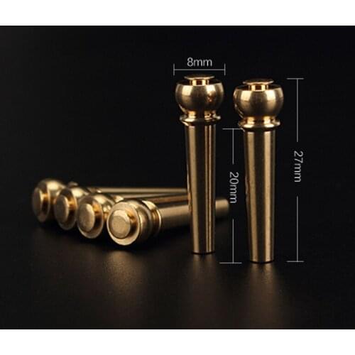 30Pcs Brass Acoustic Guitar Bridge Pins Guitar Strings Fixed Cone String Pins String Nails Gold