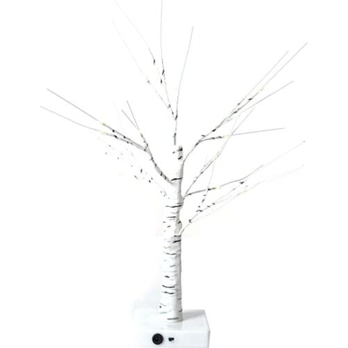 LED White Birch Tree 24 Lights Desktop Glowing Bonsai Birch Tree Battery-Powered Thanksgiving Table Decoration Lamp