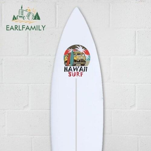 EARLFAMILY 30cm x 24.7cm for Beach Hawaii Surf Vinyl Decal Waterproof Scratch-proof Window Surfboard Trunk JDM Car Stickers