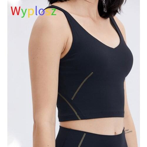 Wyplosz Nude Shockproof Bra Strip Printing Womens Underwear Vest Sportswear Gym Crop Sports Yoga Top Brassiere Nudity Fitness