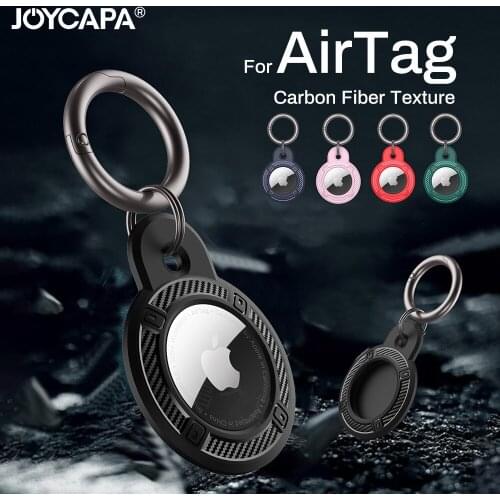 For Apple Airtag Armor Protector Case With Keychain Shockproof Cover For AirTags Bag Carbon Fiber Anti-Lost Tracker Device Case