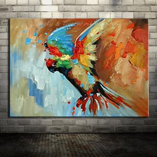 New Frameless Picture Hand Painted Animal Oil Painting On Canvas Hand Made Bird Oil Paintings For Living Room Office Decoration