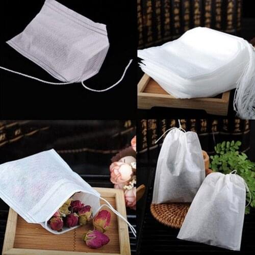 100Pcs Disposable Tea Bags Empty Teabags String Heat Seal Filter Paper 5.5x7cm Tea Bag Kitchen Accessories