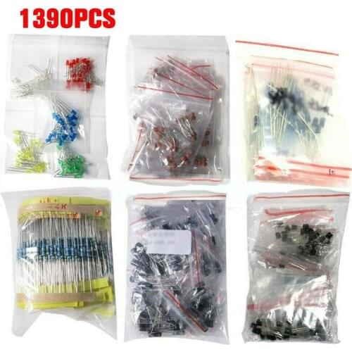 1390pcs Electronic Components Basic Starter Kit LED Diode Transistor Capacitor Resistance Potentiometer Components Kits