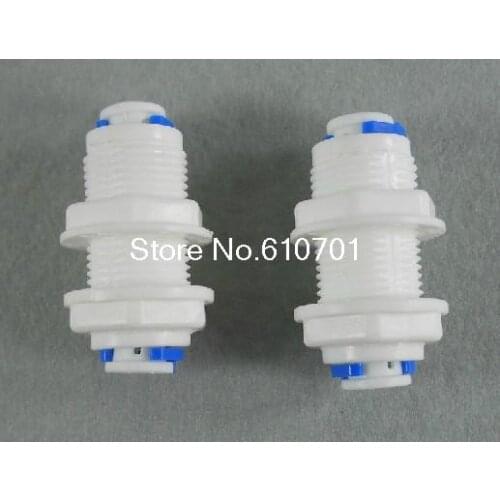 2PCS RO Water Male White Fittings Bulkhead Quick Connector 1/4 inch Tube