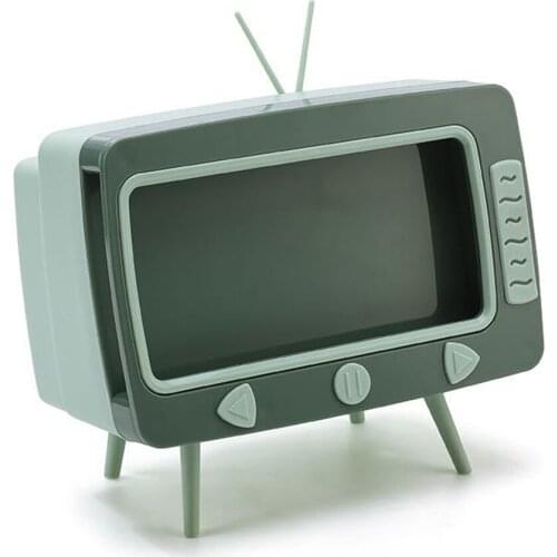 2 in 1 Multifunctional Household Desktop Tissue Box Cell Phone Stand Home Automotive Desk Box Creative Vintage TV Appearance