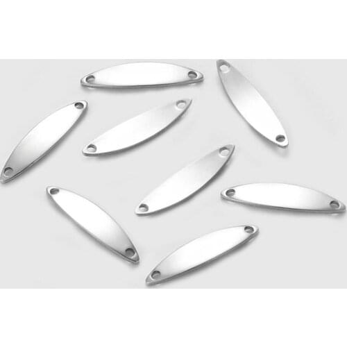 30Pcs/Lot Stainless Steel Charms Pendant 2 Holes Oval Blank Connector Diy Jewelry Making For Necklace Bangle Accessory