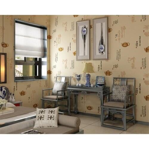 Beibehang 3d wall wallpaper Chinese tea art 3D calligraphy and painting living room background wallpaper roll brick wallpaper 3d