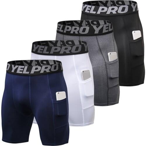 YEL PRO 2020 New Mens 4 Packs Compression Shorts Line Short Tights Skinny Bodybuilding Breathable Mans Bottom Fitness Shorts