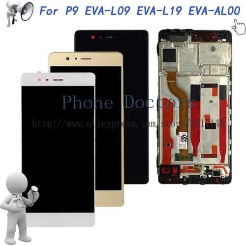 5.2'' Full LCD DIsplay + Touch Screen Digitizer Assembly With Frame For Huawei P9 EVA-L09 EVA-L19 EVA-AL00 New ; 100% Tested