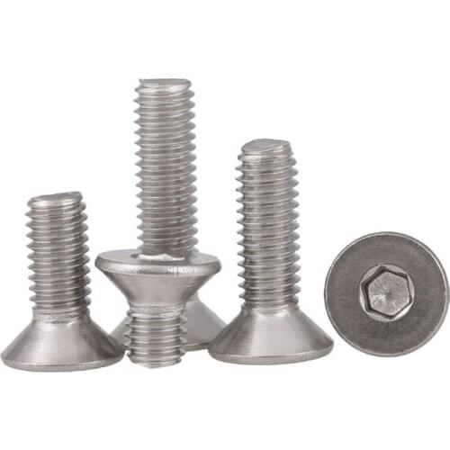 5/20/50/100Pcs Countersunk Socket Cap Screws 316 Stainless Steel M3 M4 M5 M6 Allen Key Bolts 4 5 6 8 10 12 14 16 18 20-100mm