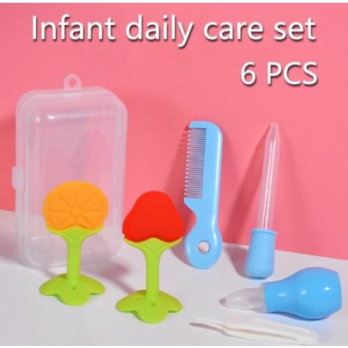 6-piece baby silicone baby care kit baby fruit gutta-percha nasal aspirator and medicine feeder combination multi-piece set