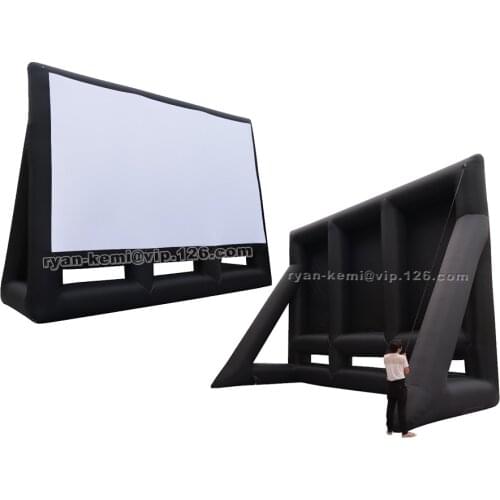 8m 30ft Screen Size Inflatable Movie Screen With Black Back Rear Curtain To Prevent Street Light Large Outdoor Projector Screen