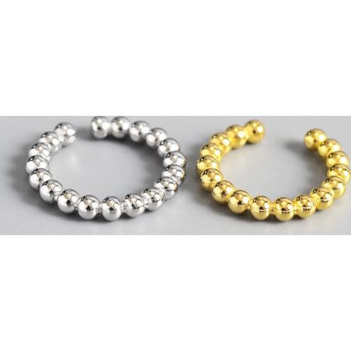 925 Sterling Silver Smooth Bead Open Ring Gold Adjustable Ring For Women Fashion Party Gift Wholesale S-R642