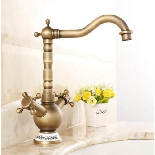 Antique Bronze Finish 360 Degree Swivel Brass Faucet Bathroom Basin Sink Mixer Bath& kitchen taps Faucet