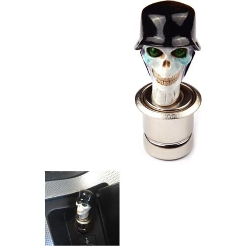 Car universal black personality green face ghost cigarette lighter power plug replacement DC 12V