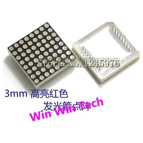 Free shipping 100PCS 8*8 LED dot matrix 1088AS 3mm common cathode 8X8 bright Red White Blue Green Yellow 1088AS 1088BS