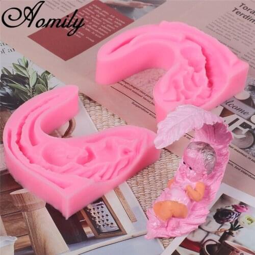 Aomily Wheat Feather Baby Shape DIY Silicone Mold Fondant Molds Chocolate Candy Moulds Cake Molds Decoration Tools Bakeware