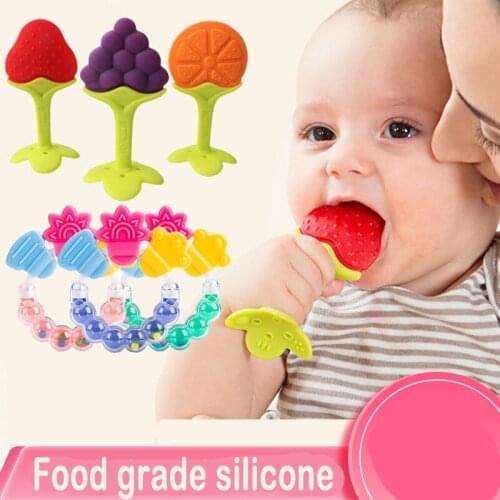 Baby Fruit Teether Silicone Safety Teething Toys Kids Teethers Infant Bpa Free Strengthening Tooth Training Rodent Banana