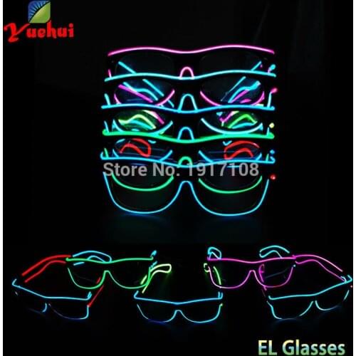 Artificial Flashing Double color Glasses Powered By DC-3V 5 Trendy style EL Wire Cold Light Tube Rope Birthday Party Decoration