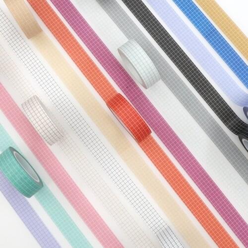 Mu Yu 10M Grid Washi Tape Kawaii Basic Color Masking Tape Decorative Adhesive Tape Sticker Scrapbooking Journaling Stationery