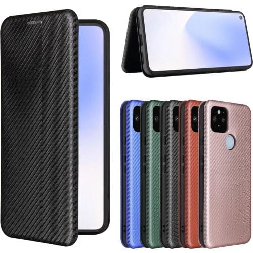 For Google Pixel 5A Case Carbon Fiber Flip Leather Case For Google Pixel 5A Business Magnetic Wallet Card Slot Slim Cover