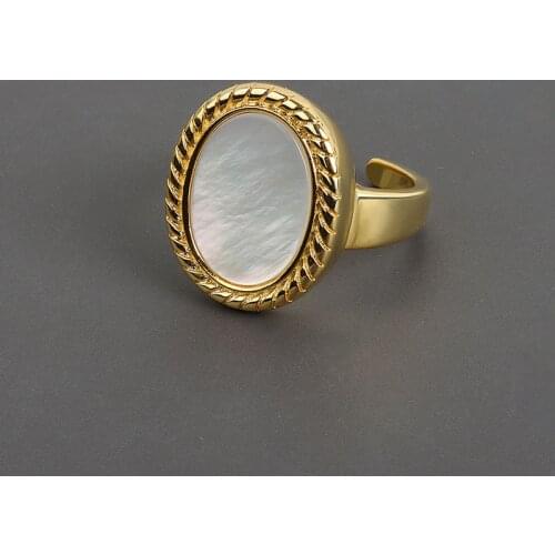 Round Rings For Women Stainless Steel Gold Opal Geometric Ring Couple Party Accessories Jewelry Gift Bijoux Femme