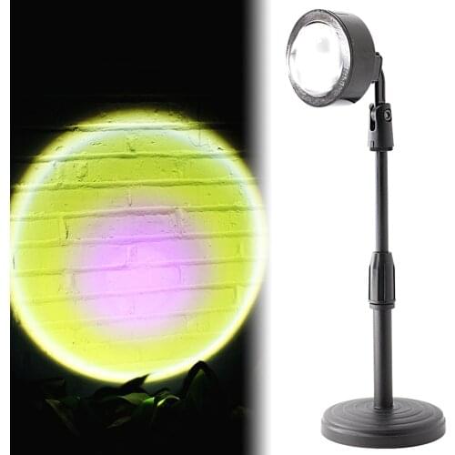 Sunset Projector Lamp, Rainbow Atmosphere Floor Stand Modern Projection Lamp for Party Movie Cinema Theme Bedroom Decor