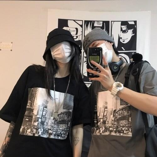 Summer Harajuku Women T Shirt Retro Photo Print Ladies Tee Shirt American Loose Round Neck Short Sleeve Tshirt Men And Women Top