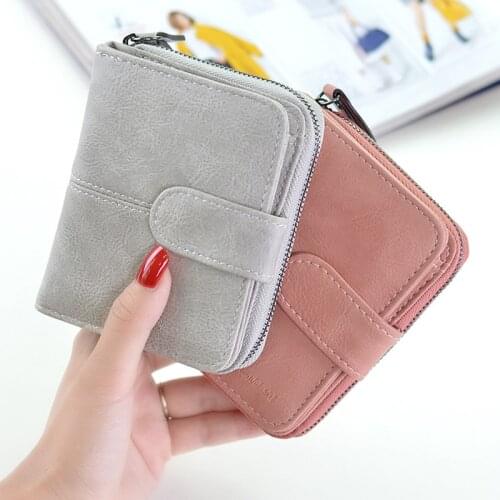 Womens Small Wallet For Credit Card Female Coin Purse Leather Wallet Fashion Short Clutch Lady Solid Mini Purse Women Wallets