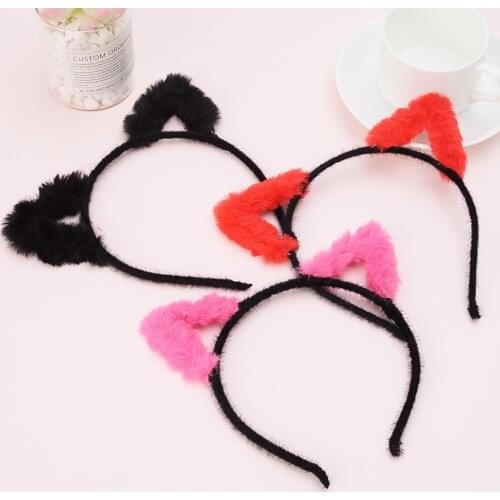 Fashion Girl Cute hair ball cat ears Boutique Candy colors Handmade Ribbon Hairbands Children Hair Accessories PJ-1043