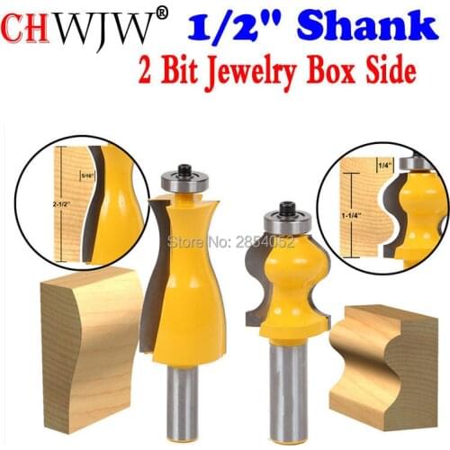 2 Bit Jewelry Box Side and Foot Mold Router Bit Set - 1/2" Shank Woodworking cutter Tenon Cutter for Woodworking Tools