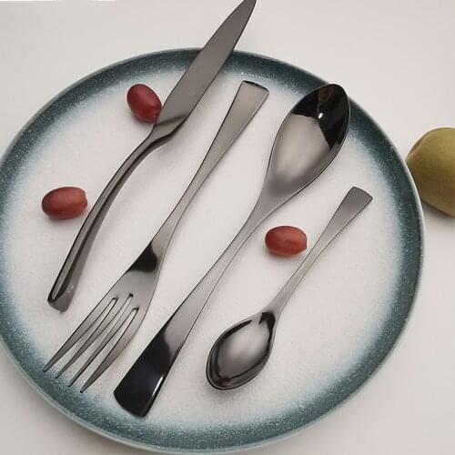 4Pcs/Set Black Cutlery Set Box Packaging 304 Stainless Steel Gold Dinner Knife Kitchen Dinnerware Tableware