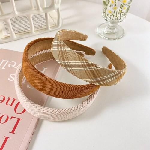 1Pcs Cloth Hair Hoop Korean Style Fashion Hair Accessories Nice Gift Lattice Pattern For Girls Women Wide Side