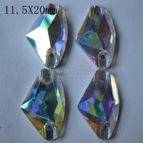 Sew-on ab crystal flat back 11.5*20mm 100 pcs per pack Knife shape free shipping,crystal glass beads sewing
