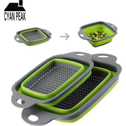 Foldable Fruit Strainer Basket Collapsible Colander Square Shape Fruit Vegetable Washing Drainer Kitchen Vegetable Basket Tools