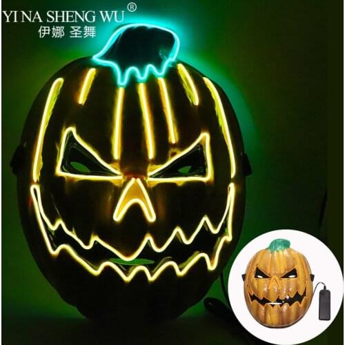 LED Pumpkin Mask Halloween Cosplay Costume Light Up Horror Clown Squash Carnaval Easter Party Mask Venetian Masquerade Masks