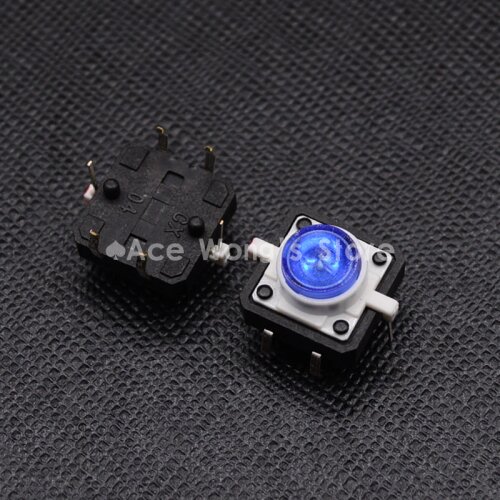20 pcs/lot) Tactile Push Button Switch Momentary Tact 12X12X7.0mm With LED lights blue
