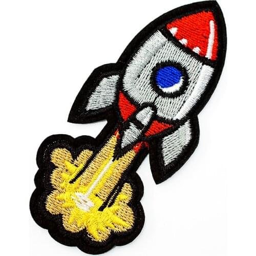 Rocket (Size:3.7X8.2cm) DIY Cloth Badges Patch Embroidered Applique Sewing Clothes Stickers Apparel Accessories