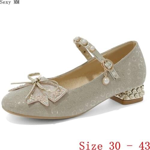 Low Med Heel Shoes Women Pumps Mary Janes Shoes Low Heels Kitten Heels Small Plus Size 30 31 32 33 - 40 41 42 43