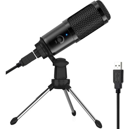 USB Condenser Microphone Reverb Microphone 192K 24-Bit Sampling Rate Youtube Microphone for Games Plug and Play