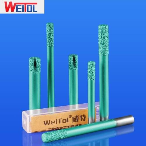 WeiTol flat head vacuum brazed stone engraving bits marble cutting bits slotting stone milling cutter sandstone cnc tools