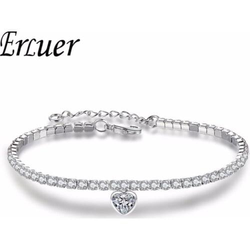 ERLUER 6 Style Heart Mickey Bracelet For Women Wedding Silver Plated Crystal Zircon Claw Chains Link Bracelets & Bangles Jewelry