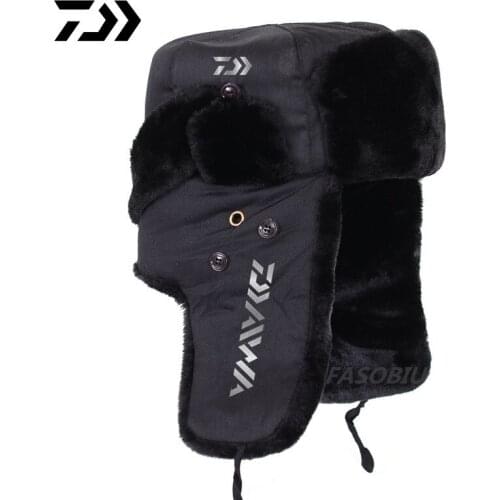 Daiwa Fishing Winter Thermal Hats Men Women Fashion Ear Protection Windproof Ski Cap Face Mask Warm Velvet Thick Couple Hat