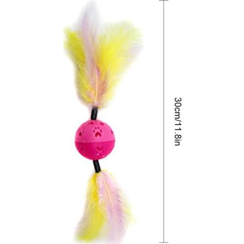 1PCS Random Color Cat Ball Toy Hollow Faux Feather Toy Plastic Cat Play Ball Kitten Toy Ball with Bell Funny Interactive Toys
